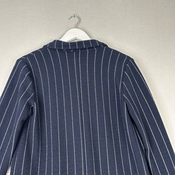 Harlyn Anthro Womens Jacket Extra Small Blue Pinstripe Longline Blazer Cardigan - Picture 12 of 16